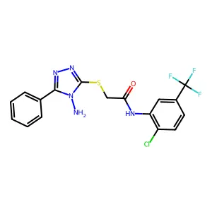 2-[(4-amino-5-phenyl-4H-1,2,4-triazol-3-yl)sulfanyl]-N-[2-chloro-5-(trifluoromethyl)phenyl]acetamide structure