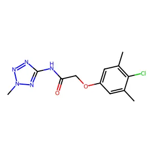 2-(4-chloro-3,5-dimethylphenoxy)-N-(2-methyl-2H-tetrazol-5-yl)acetamide structure