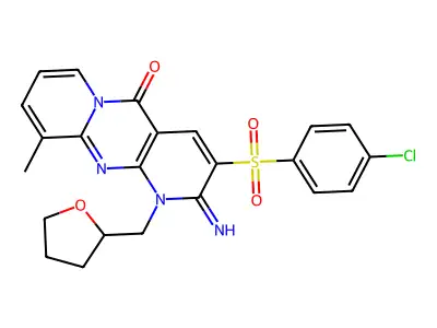 3-[(4-chlorophenyl)sulfonyl]-2-imino-10-methyl-1-(tetrahydro-2-furanylmethyl)-1,2-dihydro-5H-dipyrido[1,2-a:2,3-d]pyrimidin-5-one structure