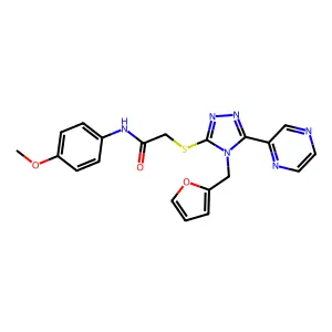 2-{[4-(furan-2-ylmethyl)-5-(pyrazin-2-yl)-4H-1,2,4-triazol-3-yl]sulfanyl}-N-(4-methoxyphenyl)acetamide structure