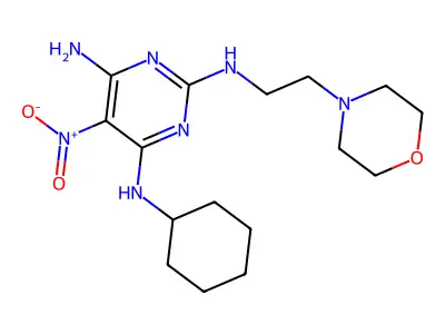 N4-cyclohexyl-N2-(2-morpholinoethyl)-5-nitropyrimidine-2,4,6-triamine structure