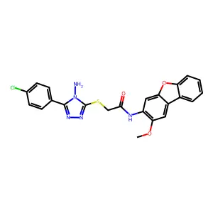 acetamide,2-[[4-amino-5-(4-chlorophenyl)-4H-1,2,4-triazol-3-yl]thio]-N-(2-methoxy-3-dibenzofuranyl)- structure
