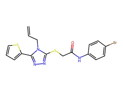 N-(4-bromophenyl)-2-[(4-prop-2-enyl-5-thiophen-2-yl-1,2,4-triazol-3-yl)sulfanyl]acetamide structure