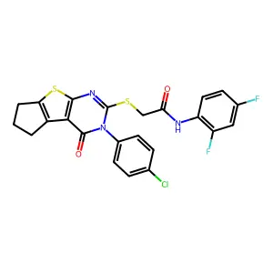 2-((3-(4-Chlorophenyl)-4-oxo-4,5,6,7-tetrahydro-3H-cyclopenta[4,5]thieno[2,3-d]pyrimidin-2-yl)thio)-N-(2,4-difluorophenyl)acetamide structure