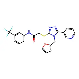 2-{[4-(furan-2-ylmethyl)-5-(pyridin-3-yl)-4H-1,2,4-triazol-3-yl]sulfanyl}-N-[3-(trifluoromethyl)phenyl]acetamide structure