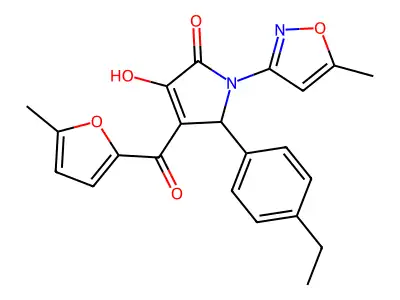 (4E)-5-(4-ethylphenyl)-4-[hydroxy(5-methylfuran-2-yl)methylidene]-1-(5-methyl-1,2-oxazol-3-yl)pyrrolidine-2,3-dione structure
