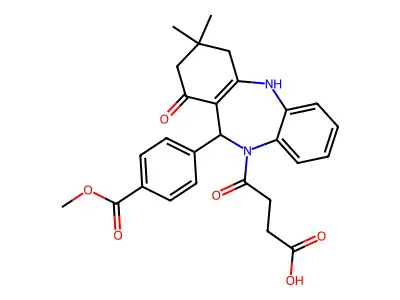 4-{11-[4-(methoxycarbonyl)phenyl]-3,3-dimethyl-1-oxo-1,2,3,4,5,11-hexahydro-10H-dibenzo[b,e][1,4]diazepin-10-yl}-4-oxobutanoic acid structure