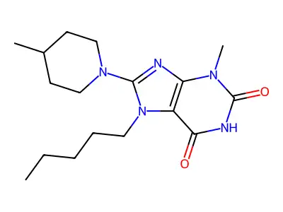 3-methyl-8-(4-methylpiperidin-1-yl)-7-pentyl-1H-purine-2,6(3H,7H)-dione structure
