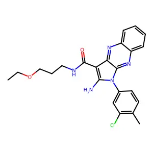 2-amino-1-(3-chloro-4-methylphenyl)-N-(3-ethoxypropyl)-1H-pyrrolo[2,3-b]quinoxaline-3-carboxamide structure