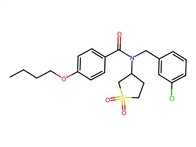 4-butoxy-N-(3-chlorobenzyl)-N-(1,1-dioxidotetrahydrothiophen-3-yl)benzamide structure