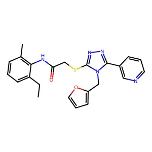 N-(2-ethyl-6-methylphenyl)-2-{[4-(furan-2-ylmethyl)-5-(pyridin-3-yl)-4H-1,2,4-triazol-3-yl]sulfanyl}acetamide structure