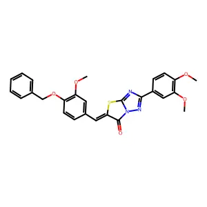 (5Z)-5-[4-(benzyloxy)-3-methoxybenzylidene]-2-(3,4-dimethoxyphenyl)[1,3]thiazolo[3,2-b][1,2,4]triazol-6(5H)-one structure