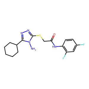 2-(4-amino-5-cyclohexyl(1,2,4-triazol-3-ylthio))-N-(2,4-difluorophenyl)acetami de structure
