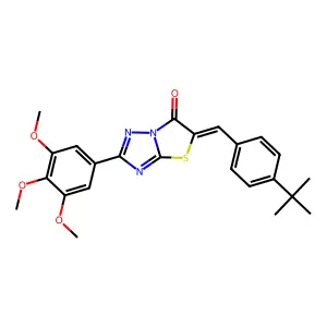 (5Z)-5-(4-tert-butylbenzylidene)-2-(3,4,5-trimethoxyphenyl)[1,3]thiazolo[3,2-b][1,2,4]triazol-6(5H)-one structure