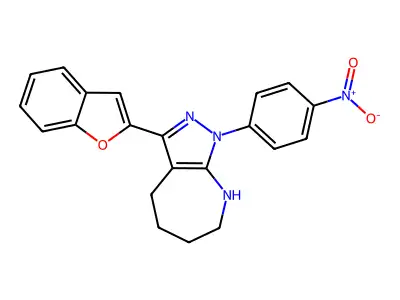 10-benzofuran-2-yl-8-(4-nitrophenyl)-6,8,9-triazabicyclo[5.3.0]deca-6,10-diene structure