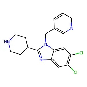 1H-Benzimidazole, 5,6-dichloro-2-(4-piperidinyl)-1-(3-pyridinylmethyl)- structure