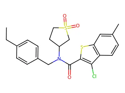 3-chloro-N-(1,1-dioxidotetrahydrothiophen-3-yl)-N-(4-ethylbenzyl)-6-methyl-1-benzothiophene-2-carboxamide structure