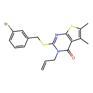 2-[(3-bromobenzyl)sulfanyl]-5,6-dimethyl-3-(prop-2-en-1-yl)thieno[2,3-d]pyrimidin-4(3H)-one structure