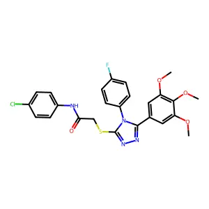 N-(4-chlorophenyl)-2-{[4-(4-fluorophenyl)-5-(3,4,5-trimethoxyphenyl)-4H-1,2,4-triazol-3-yl]sulfanyl}acetamide structure