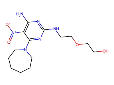 2-(2-((4-Amino-6-(azepan-1-yl)-5-nitropyrimidin-2-yl)amino)ethoxy)ethanol structure