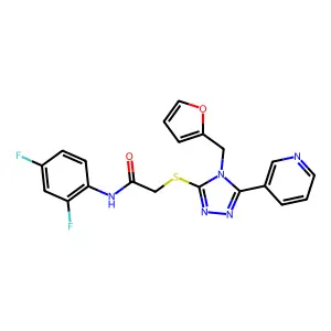 N-(2,4-difluorophenyl)-2-{[4-(furan-2-ylmethyl)-5-(pyridin-3-yl)-4H-1,2,4-triazol-3-yl]sulfanyl}acetamide structure