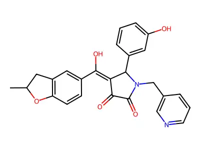 3-hydroxy-5-(3-hydroxyphenyl)-4-(2-methyl-2,3-dihydro-1-benzofuran-5-carbonyl)-1-[(pyridin-3-yl)methyl]-2,5-dihydro-1H-pyrrol-2-one structure