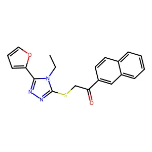 2-(4-Ethyl-5-furan-2-yl-4H-[1,2,4]triazol-3-ylsulfanyl)-1-naphthalen-2-yl-ethanone structure