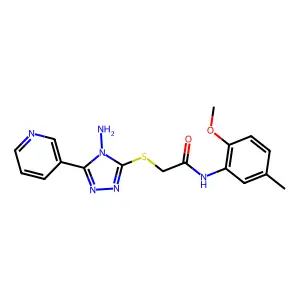 2-((4-amino-5-(pyridin-3-yl)-4H-1,2,4-triazol-3-yl)thio)-N-(2-methoxy-5-methylphenyl)acetamide structure