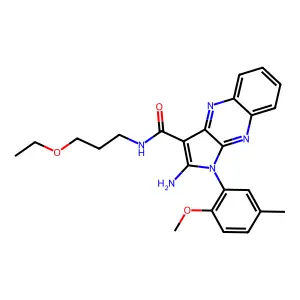 2-amino-N-(3-ethoxypropyl)-1-(2-methoxy-5-methylphenyl)-1H-pyrrolo[2,3-b]quinoxaline-3-carboxamide structure