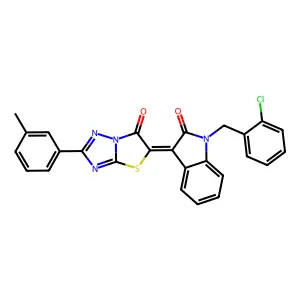 (3Z)-1-(2-chlorobenzyl)-3-[2-(3-methylphenyl)-6-oxo[1,3]thiazolo[3,2-b][1,2,4]triazol-5(6H)-ylidene]-1,3-dihydro-2H-indol-2-one structure