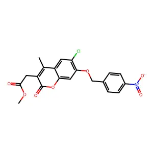Methyl 2-[6-chloro-4-methyl-7-[(4-nitrophenyl)methoxy]-2-oxochromen-3-yl]acetate structure