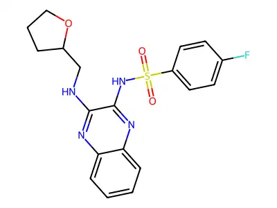 4-fluoro-N-[3-(oxolan-2-ylmethylamino)quinoxalin-2-yl]benzenesulfonamide structure