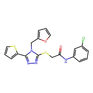 N-(3-chlorophenyl)-2-{[4-(furan-2-ylmethyl)-5-(thiophen-2-yl)-4H-1,2,4-triazol-3-yl]sulfanyl}acetamide structure