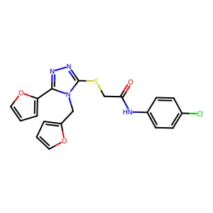 N-(4-chlorophenyl)-2-{[5-(furan-2-yl)-4-(furan-2-ylmethyl)-4H-1,2,4-triazol-3-yl]sulfanyl}acetamide structure
