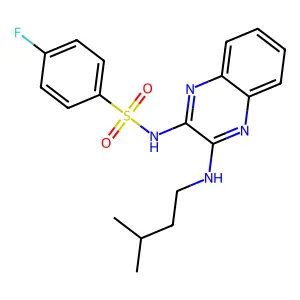 4-fluoro-N-(3-(isopentylamino)quinoxalin-2-yl)benzenesulfonamide structure