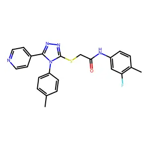 N-(3-fluoro-4-methylphenyl)-2-{[4-(4-methylphenyl)-5-(pyridin-4-yl)-4H-1,2,4-triazol-3-yl]sulfanyl}acetamide structure