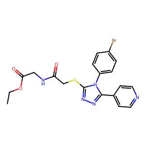 Ethyl 2-{2-[4-(4-bromophenyl)-5-(4-pyridyl)-1,2,4-triazol-3-ylthio]acetylamino}acetate structure