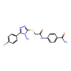 4-{2-[4-Amino-5-(4-chlorophenyl)-1,2,4-triazol-3-ylthio]acetylamino}benzamide structure