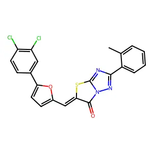 (5Z)-5-{[5-(3,4-dichlorophenyl)furan-2-yl]methylidene}-2-(2-methylphenyl)[1,3]thiazolo[3,2-b][1,2,4]triazol-6(5H)-one structure