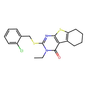 2-((2-Chlorobenzyl)thio)-3-ethyl-5,6,7,8-tetrahydrobenzo[4,5]thieno[2,3-d]pyrimidin-4(3H)-one structure