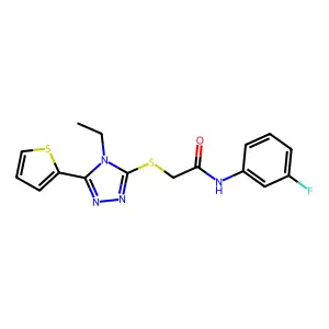 2-((4-ET-5-(2-Thienyl)-4H-1,2,4-triazol-3-YL)thio)-N-(3-fluorophenyl)acetamide structure