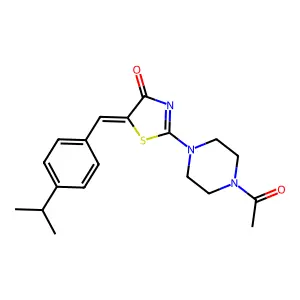 (E)-2-(4-acetylpiperazin-1-yl)-5-(4-isopropylbenzylidene)thiazol-4(5H)-one structure