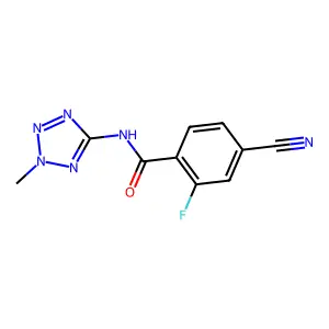 4-cyano-2-fluoro-N-(2-methyltetrazol-5-yl)benzamide structure
