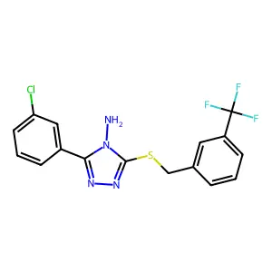 3-(3-chlorophenyl)-5-{[3-(trifluoromethyl)benzyl]sulfanyl}-4H-1,2,4-triazol-4-amine structure