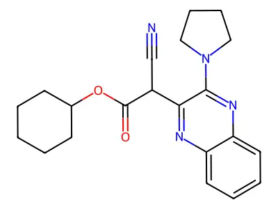 Cyclohexyl cyano[3-(pyrrolidin-1-yl)quinoxalin-2-yl]acetate structure