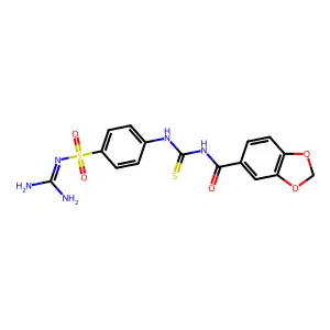 N-[(4-guanidinosulfonylphenyl)thiocarbamoyl]-piperonylamide structure