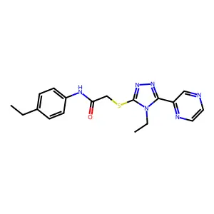 N-(4-Ethylphenyl)-2-((4-ET-5-(2-pyrazinyl)-4H-1,2,4-triazol-3-YL)thio)acetamide structure