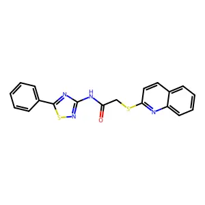 N-(5-phenyl-1,2,4-thiadiazol-3-yl)-2-(quinolin-2-ylsulfanyl)acetamide structure