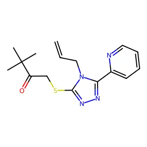 3,3-dimethyl-1-{[4-(prop-2-en-1-yl)-5-(pyridin-2-yl)-4H-1,2,4-triazol-3-yl]sulfanyl}butan-2-one structure