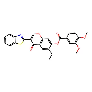 3-(benzo[d]thiazol-2-yl)-6-ethyl-4-oxo-4H-chromen-7-yl 3,4-dimethoxybenzoate structure